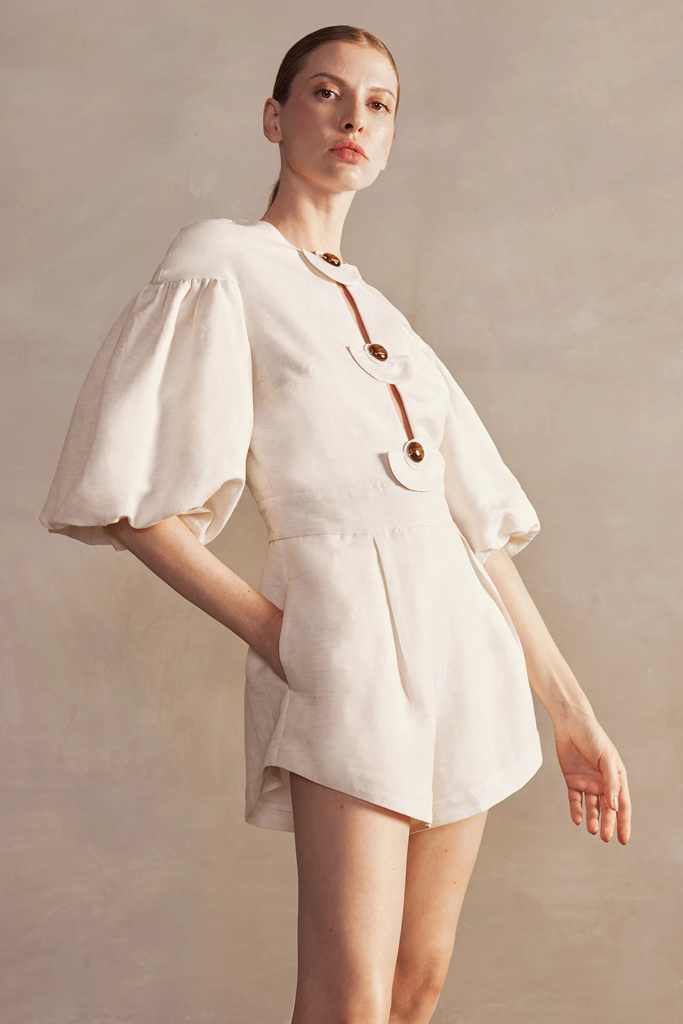 Demi Pois Puff-Sleeved Playsuit - Image 3