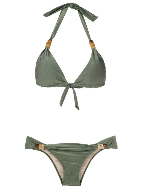 New Pois Solid Long Triangle Bikini - Image 5