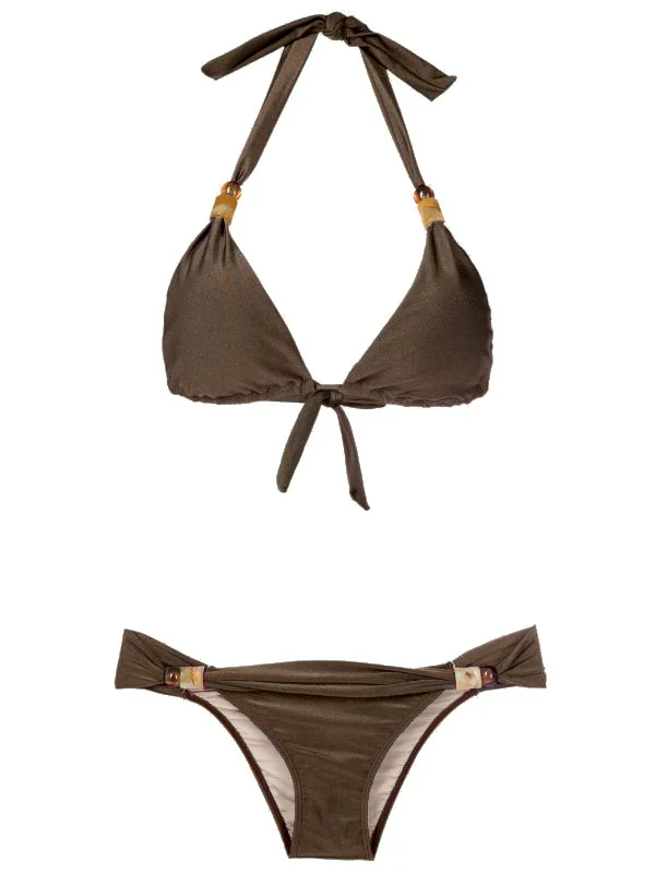 New Pois Solid Long Triangle Bikini - Image 7