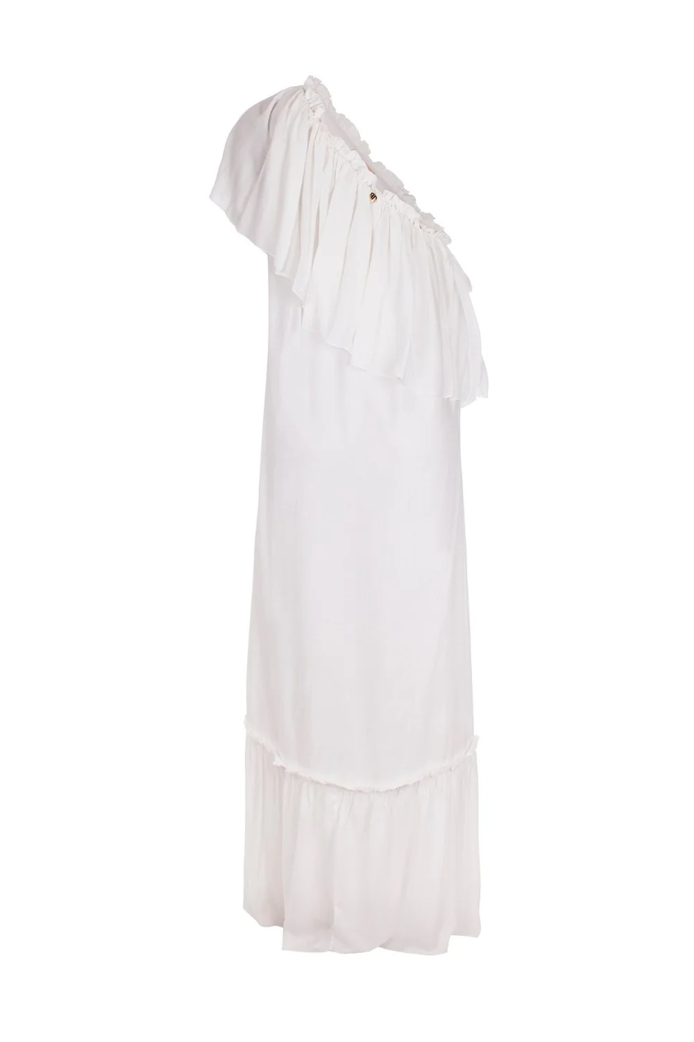 Pineapple One Shoulder Long Dress with Ruffles - Image 5