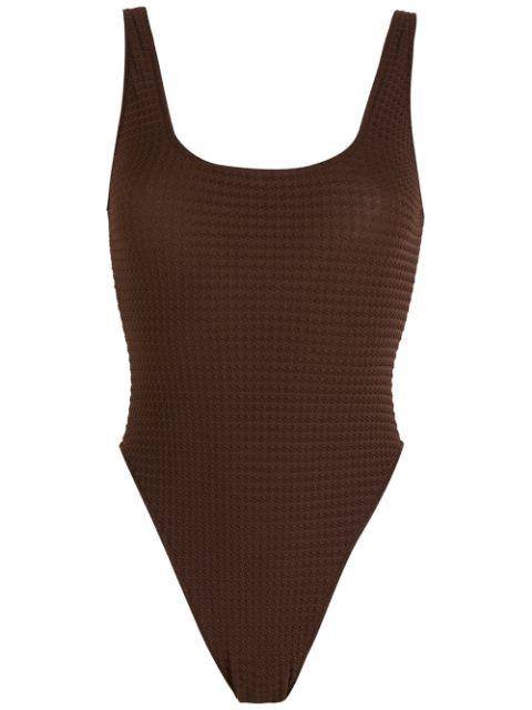 Seersucker Swimsuit With Straps - Image 4