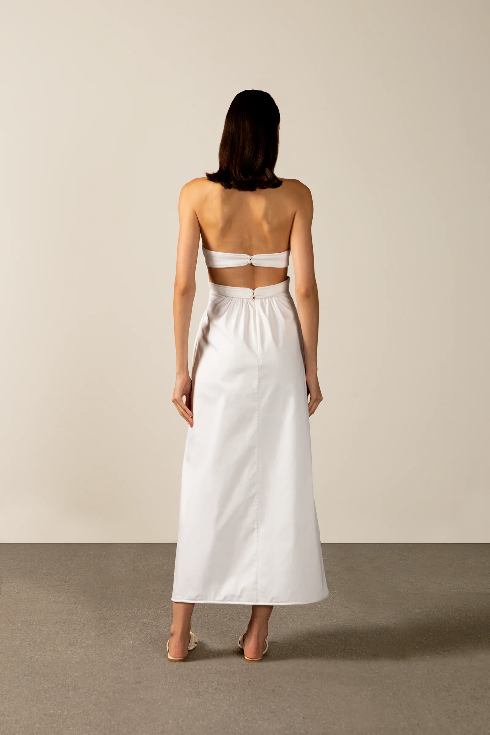 Solid Cut-Out Halterneck Long Dress - Image 3