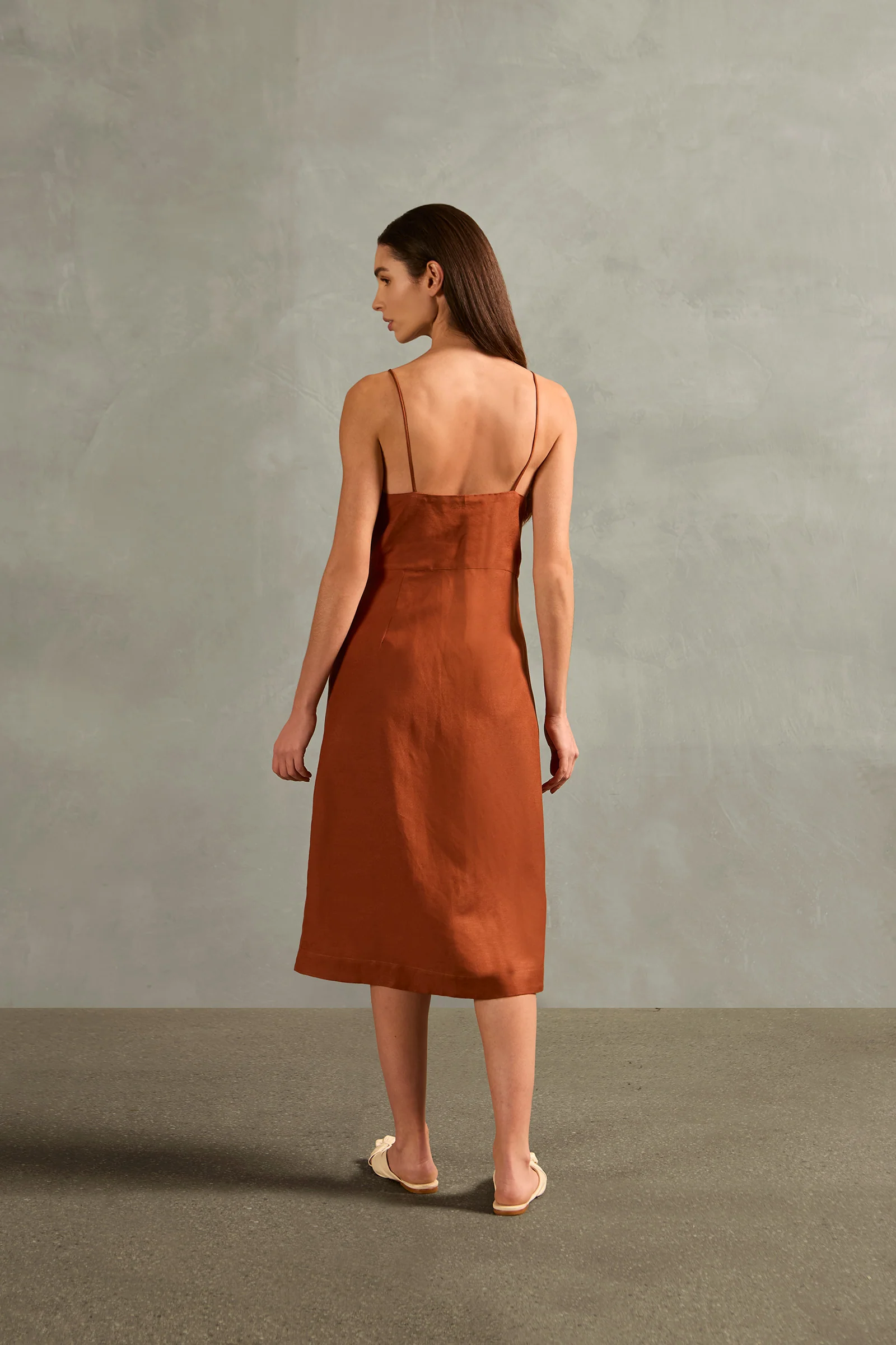 Solid Frilled Midi Dress - Image 3