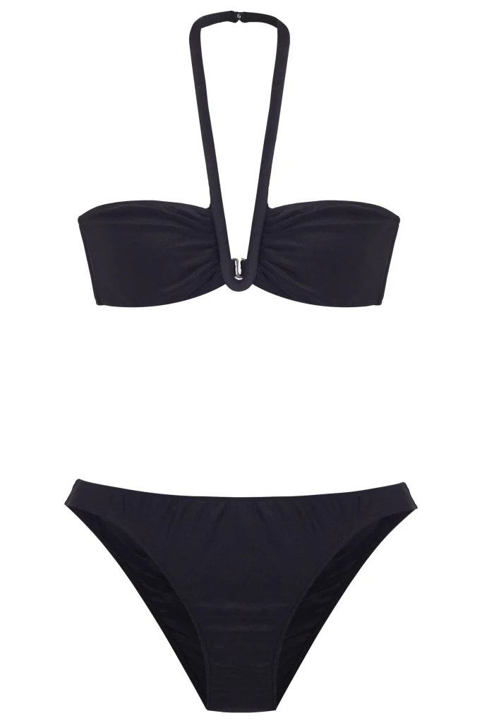 Solid Halterneck Frilled Bikini - Image 3
