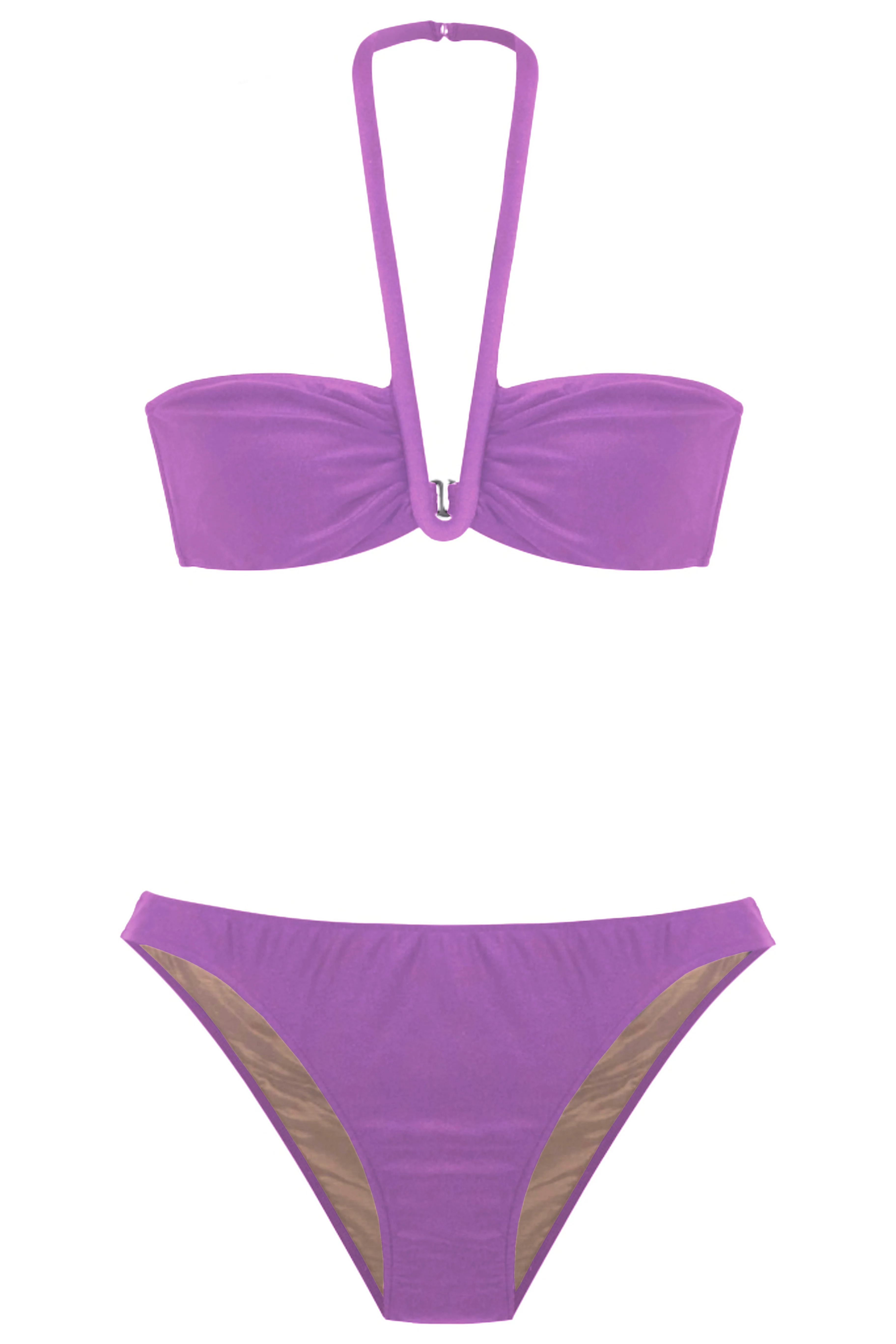 Solid Halterneck Frilled Bikini - Image 4