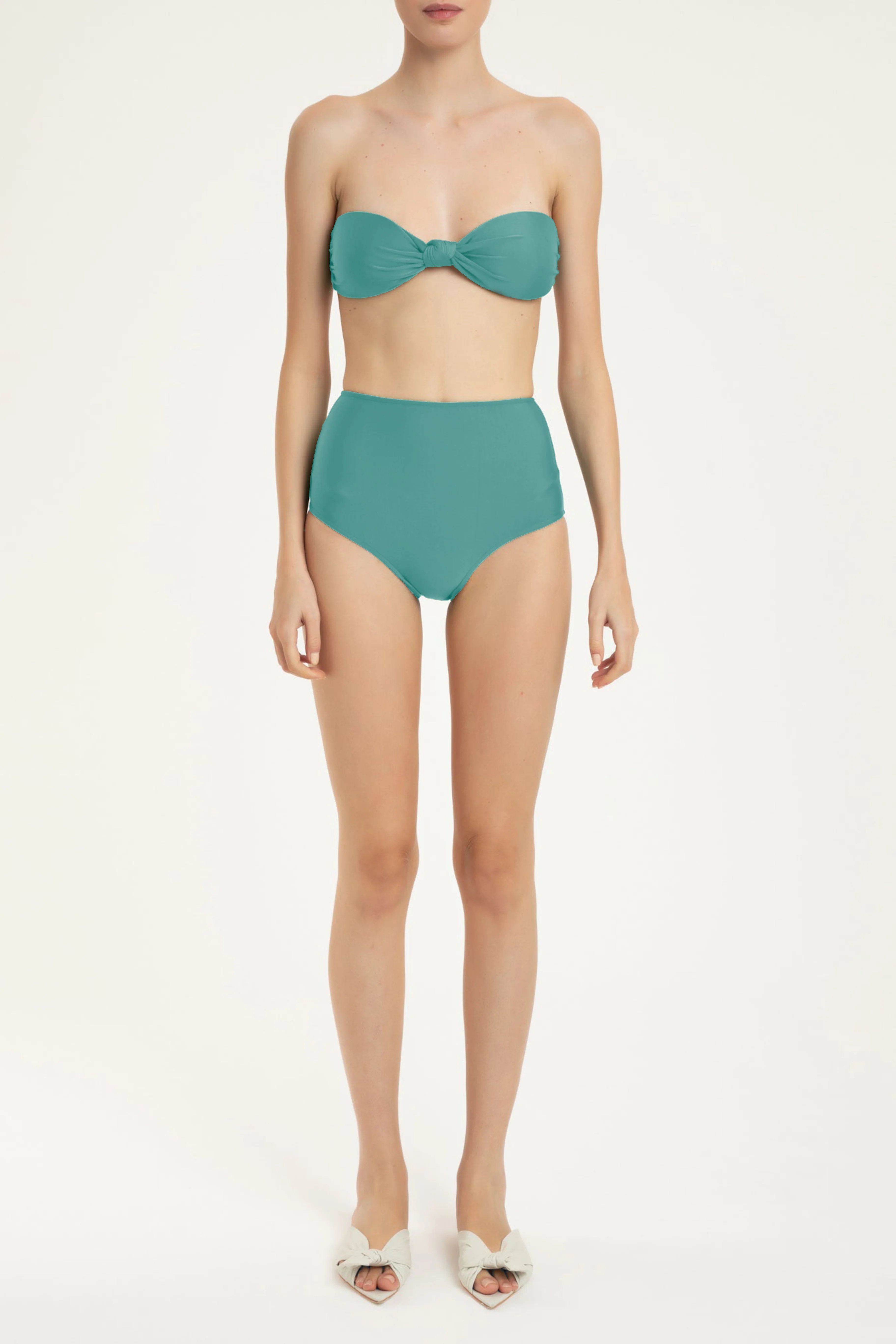 Solid Hot Pants Bandeau Bikini - Image 4