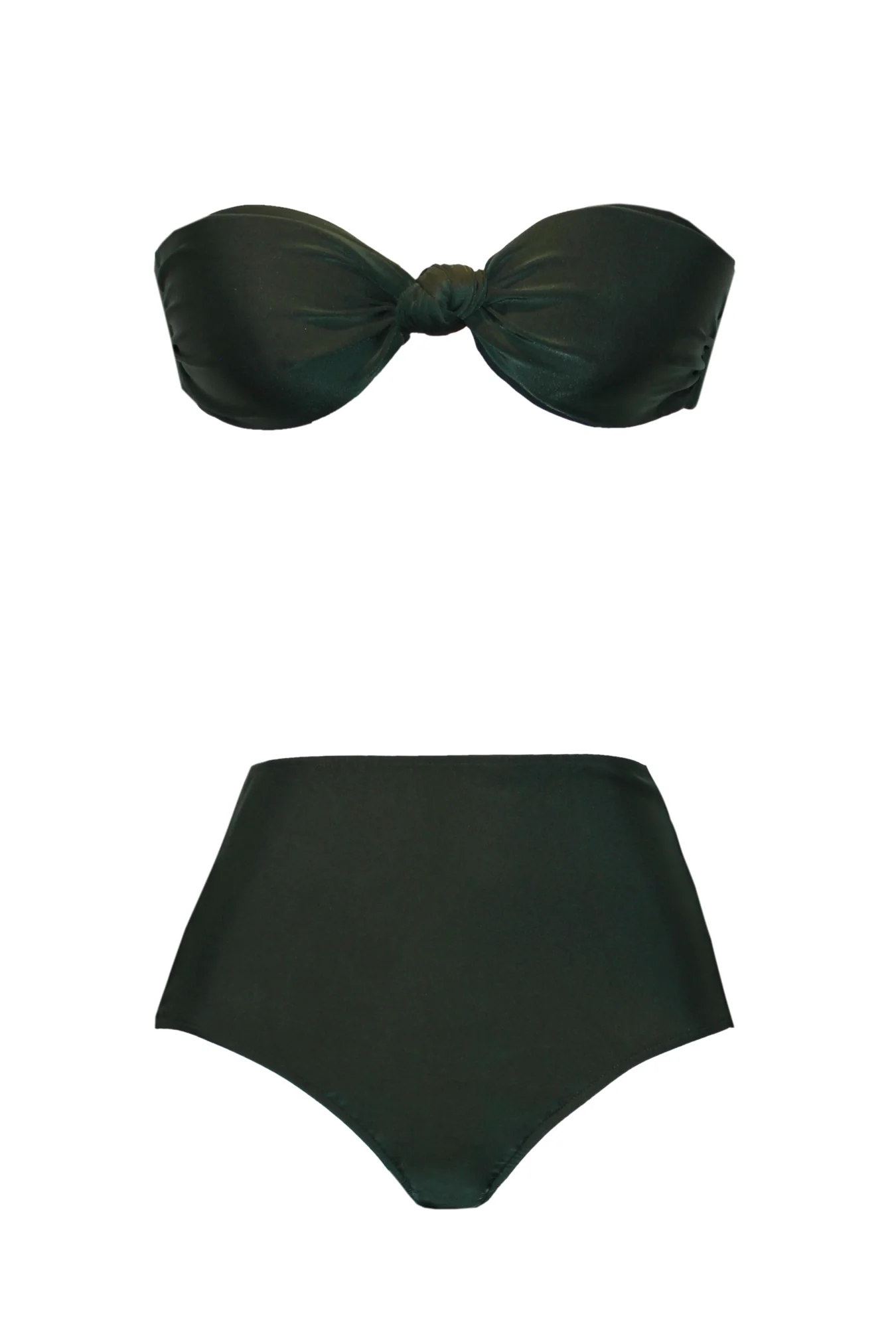 Solid Hot Pants Bandeau Bikini - Image 9