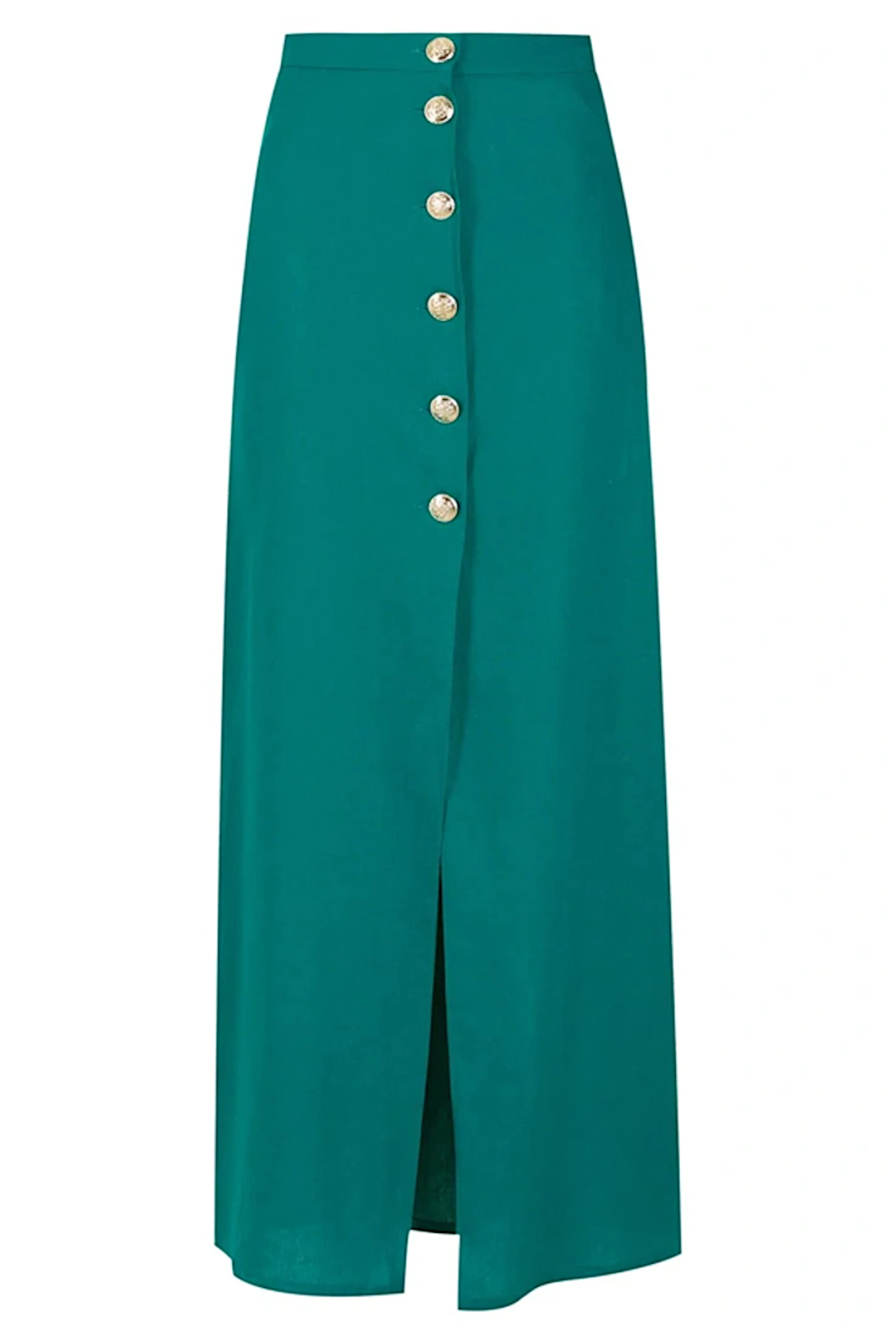 Solid Long Buttoned Skirt With Front Slit - Image 7