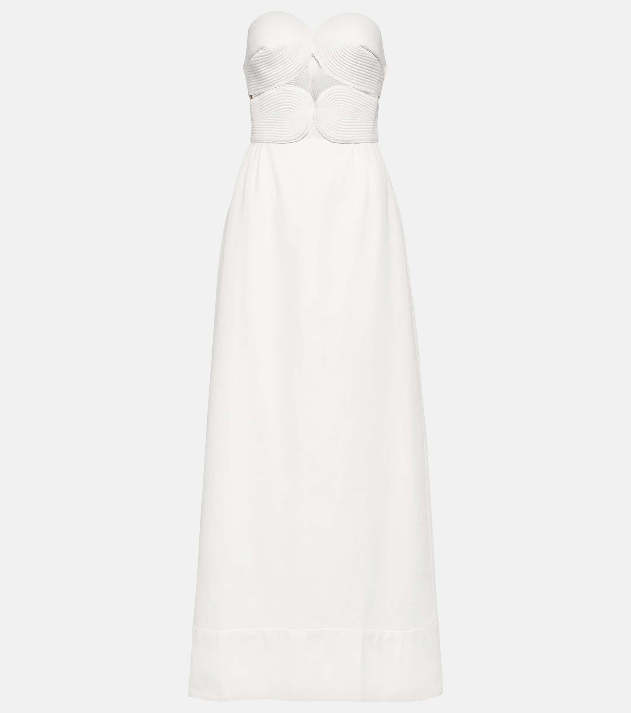 Solid Strapless Matelasse Long Dress - Image 5