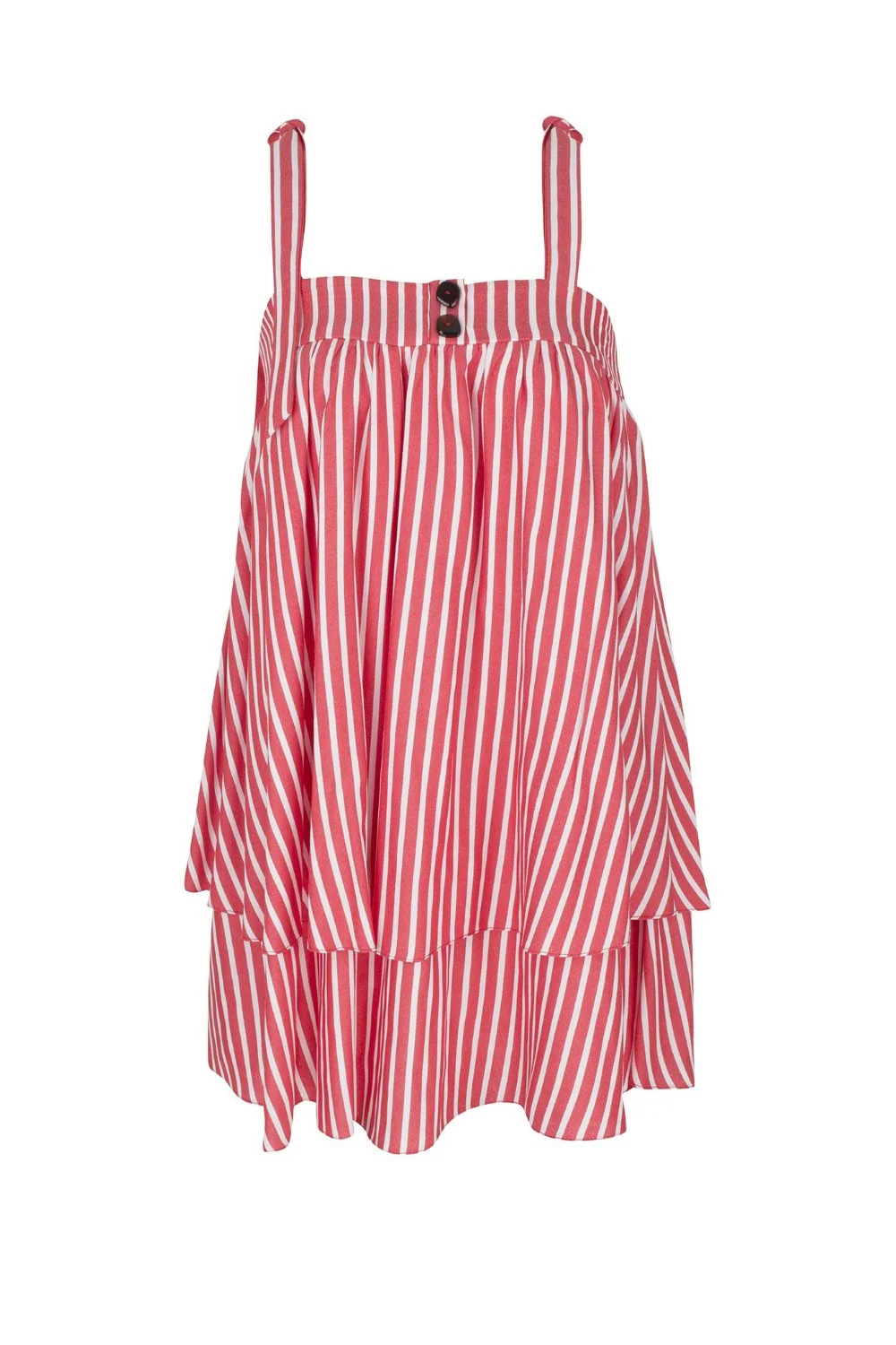 Striped Short Dress with Straps - Image 3