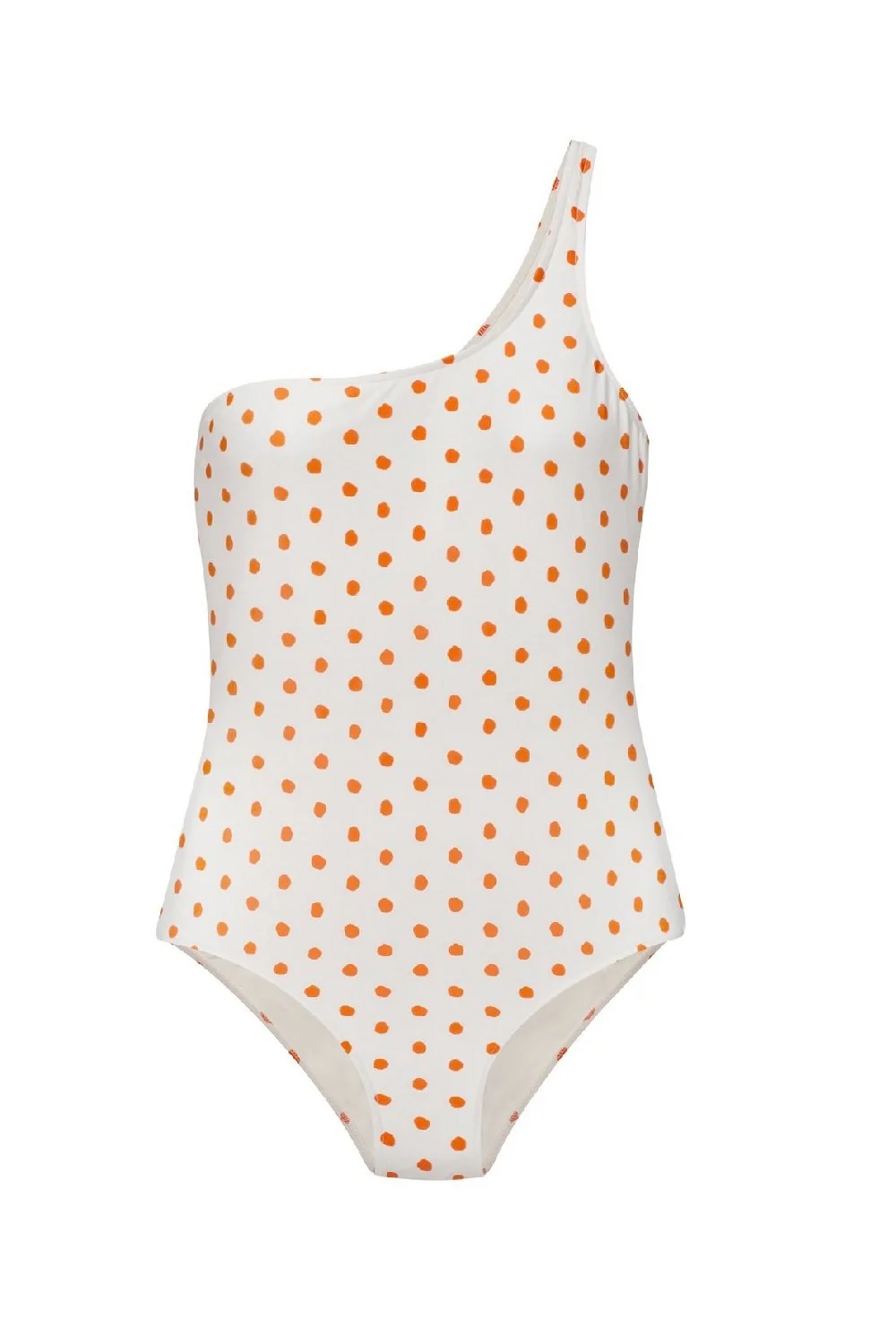 Tangerine Pois One-shoulder Swimsuit - Image 4