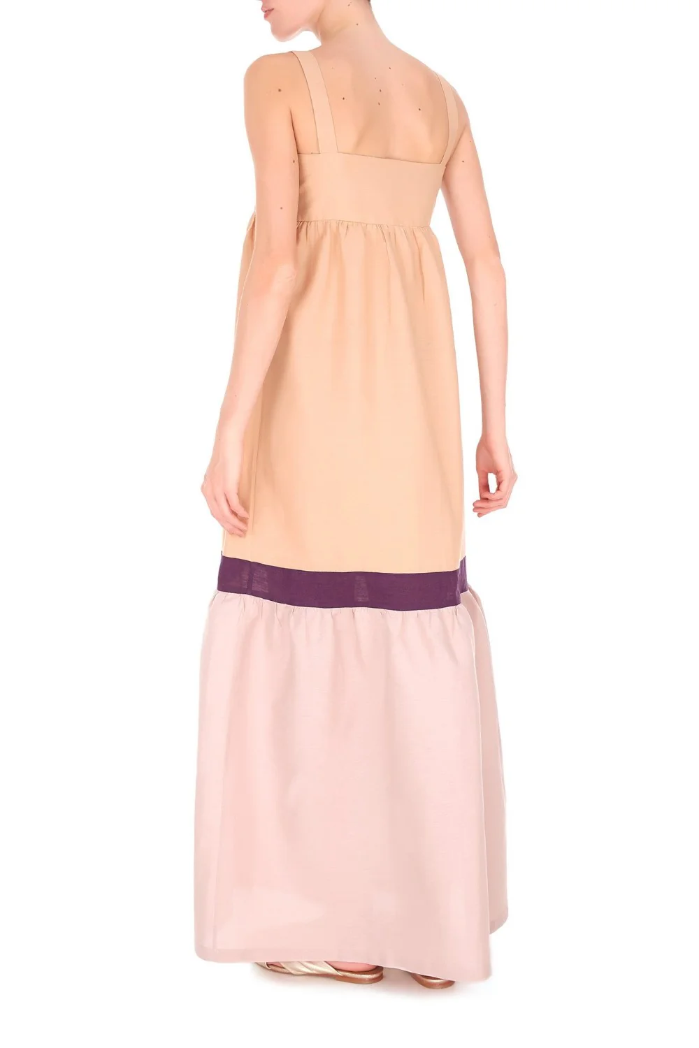 Fig Tricolor Long Dress with Straps - Image 3