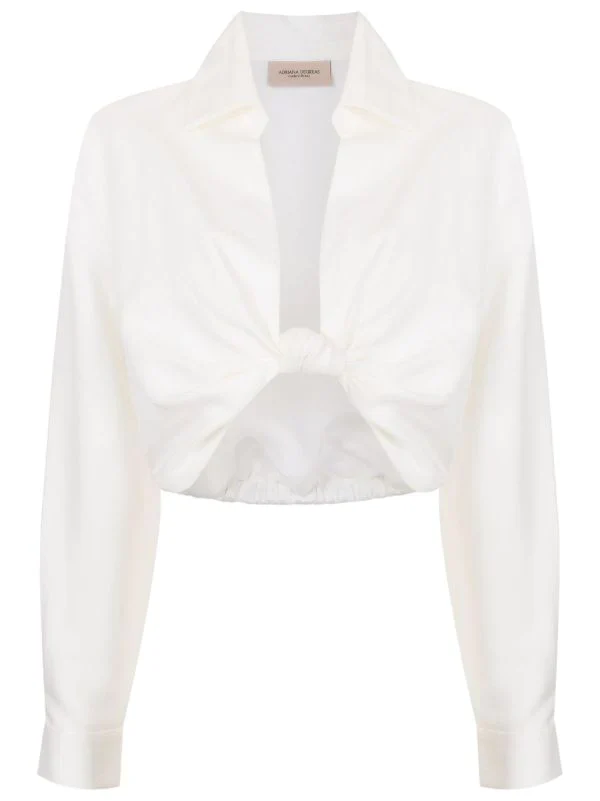 Vintage Orchid Solid Cropped Knot Shirt - Image 4